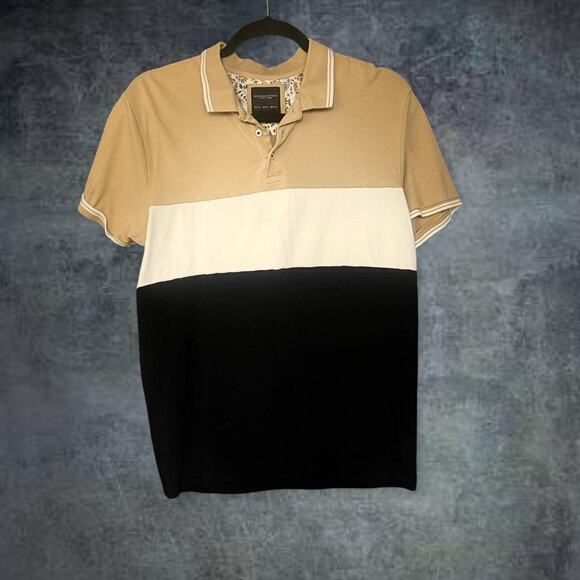 Black, white and tan polo shirt - Picture 1 of 3